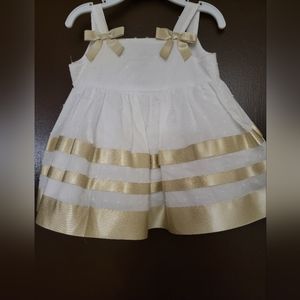 Bonnie baby Gold and White baby girls dress size 0/3 months
